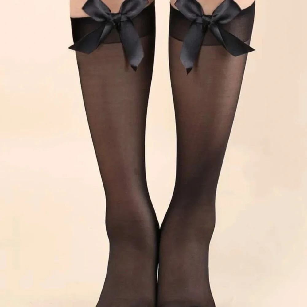 Bow‎ decor over the calf socks